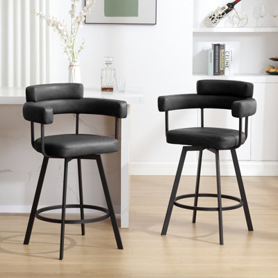 Rozie Swivel 26" Faux Leather Counter Stool