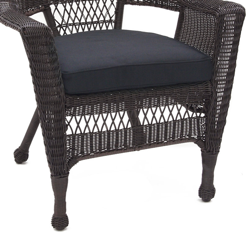 Chaise de patio avec coussins Burrowes, Noir, Espresso