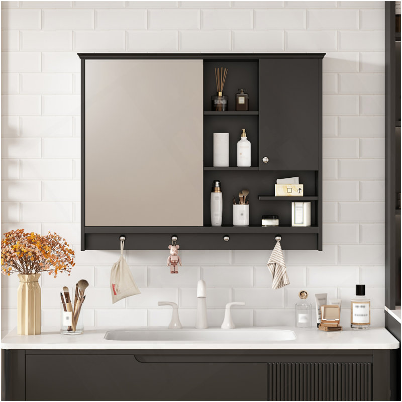 Armoire à pharmacie murale de 36 pouces, armoire de rangement pour salle de bain avec porte miroir et tablette ajustable, armoire à miroir pour salle de bain