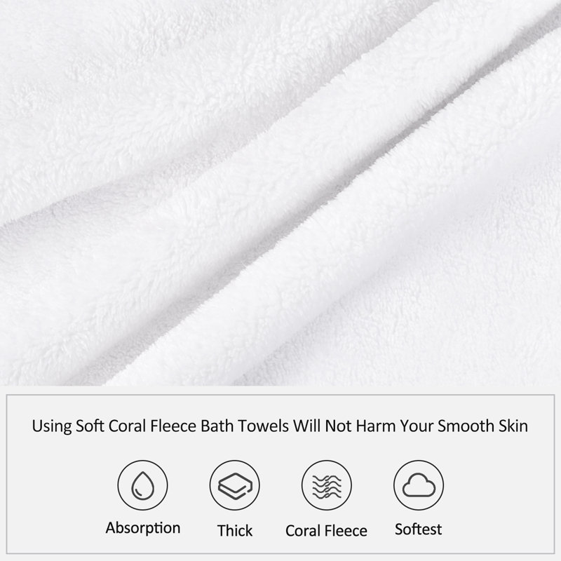 Ensemble de serviettes de bain 6 pièces, Blanc