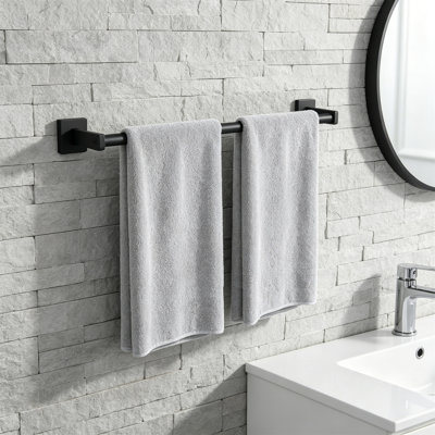 Barre à serviettes 24 po pour salle de bain, porte-serviettes mural, noir, paquet de 2