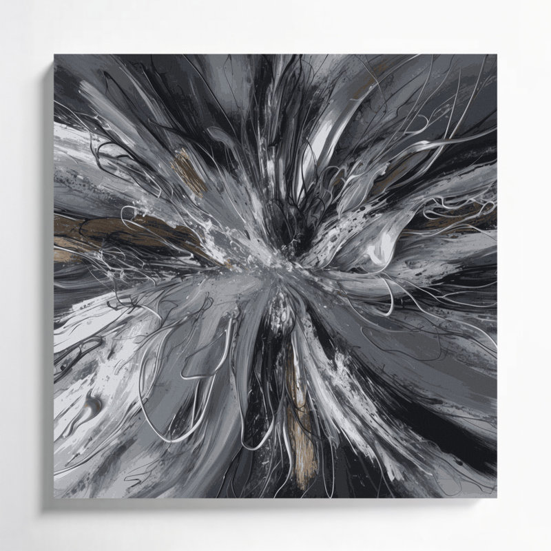 Lyrical Abstraction 44 Gray Canvas Wall Art, 32" H x 32" W