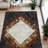 Brown Gradient Cowhide Patchwork Rug, Handmade Natural Leather Carpet