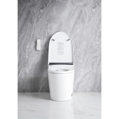 Elongated Smart Toilet With Bidet, Auto Flush Options, Heated Bidet - Bathroom Upgrade Feature Temperature Control Element