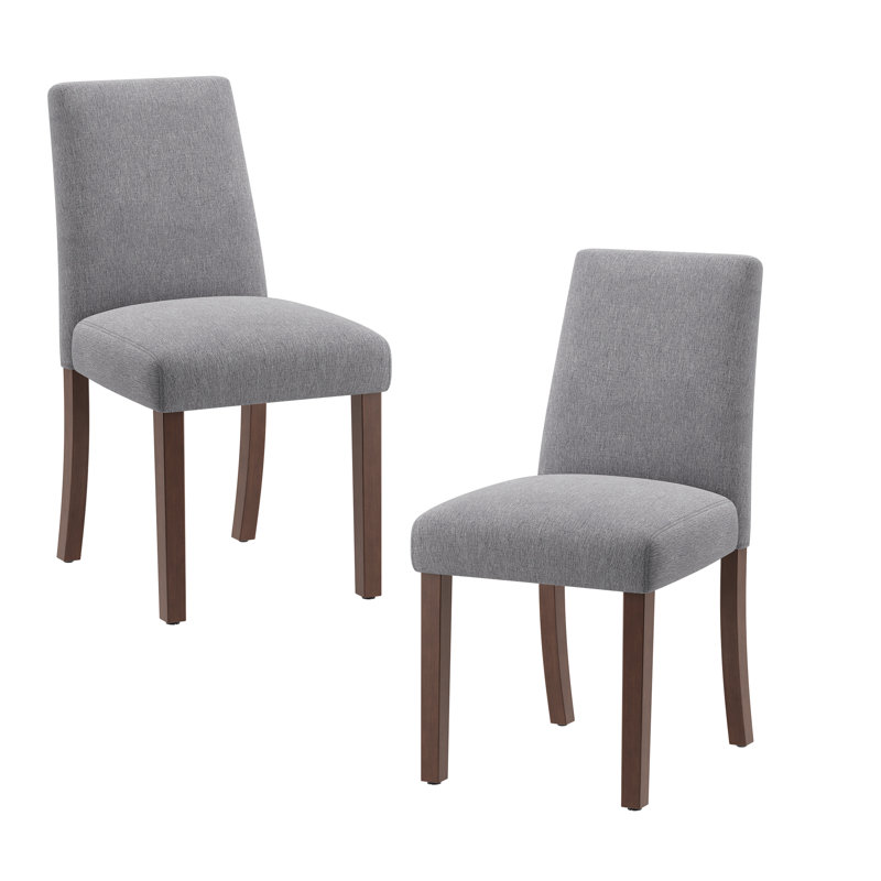 17.3'' Wide Modern Upholstered Fabric High Back Parsons Side Dining Chair with Solid Wood Legs, Gray