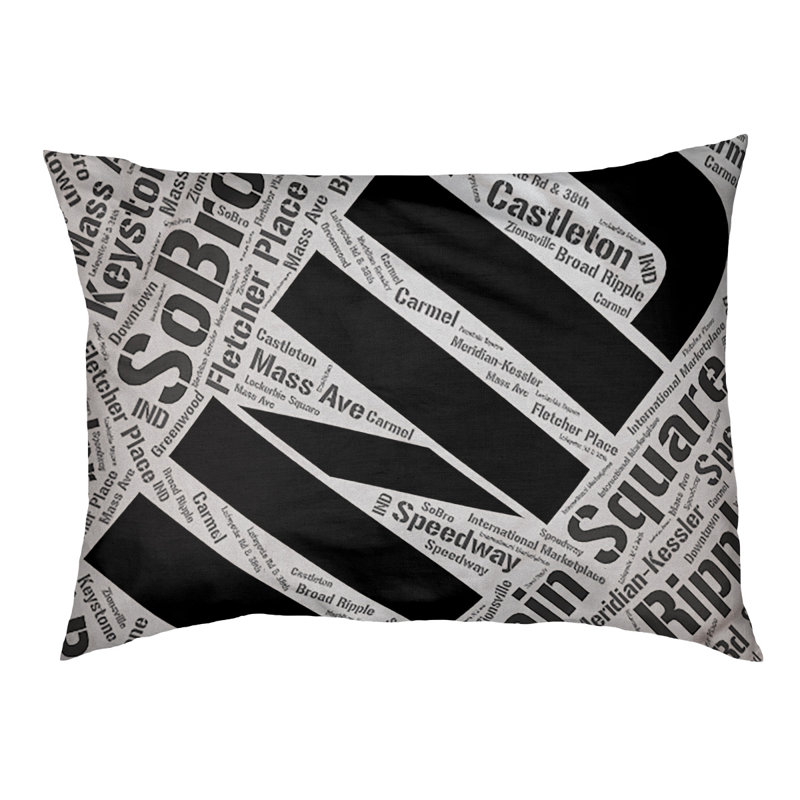 Coussin de chien « districts », Noir, Grand (l 40 po x P 30 po x H 14 po), Indianapolis