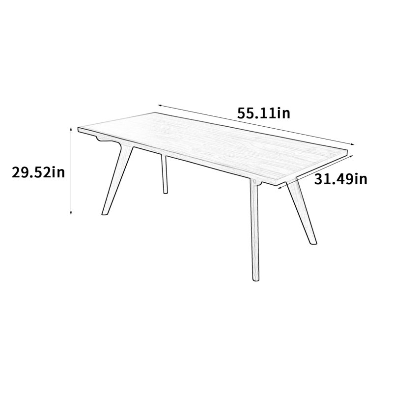 Black Walnut Rectangular Dining Table, 29.52"H x 55.11"L x 31.49"W