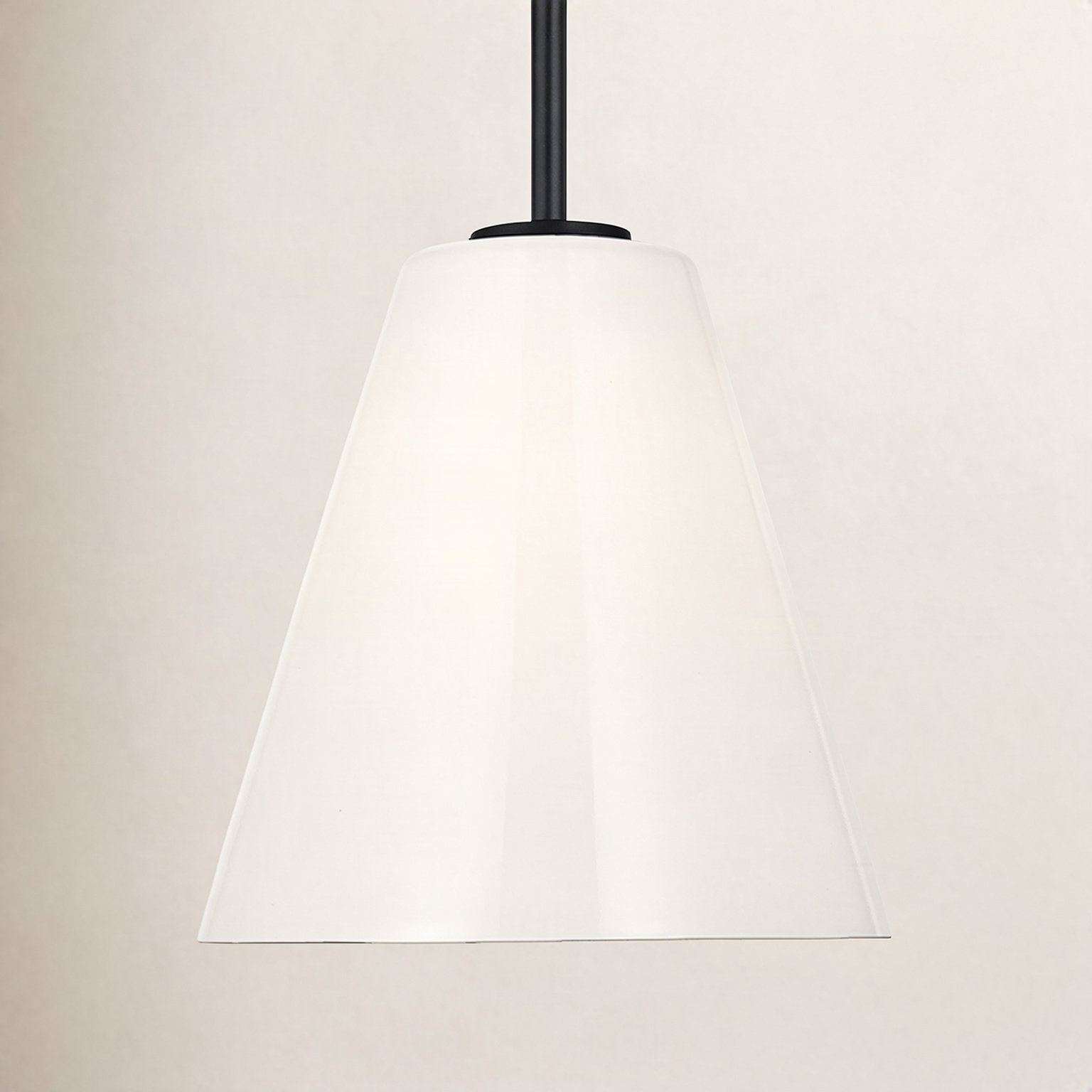 Hayden Dimmable Glass Cone Single Pendant Light, White, Midnight Black