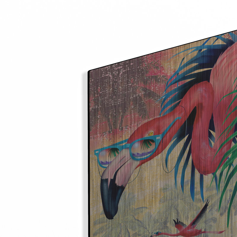 «Cool Flameoes» par James Mazzotta sur métal, H 12 po x l 12 po