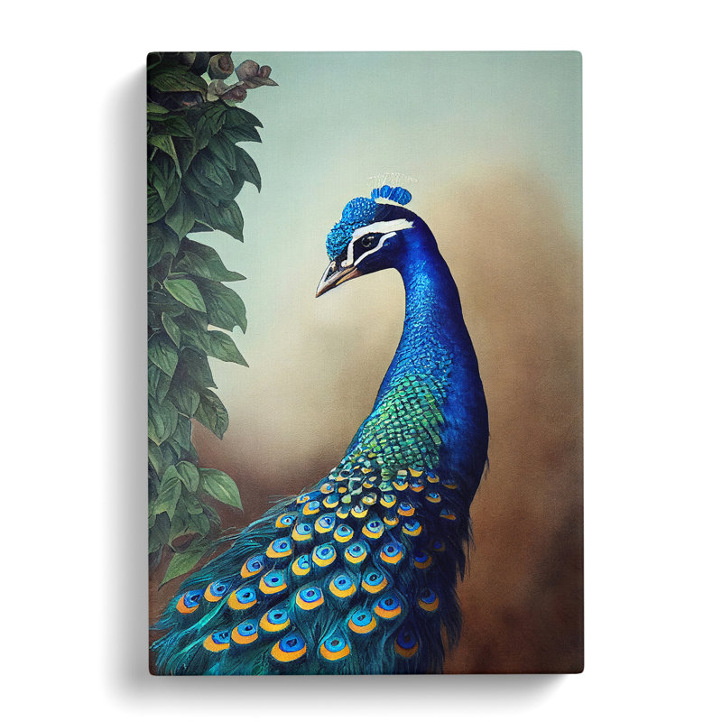XV1022-3454X Peacock View No.2 - Print, 50cm H x 35cm W x 3cm D, White, Wrapped Canvas