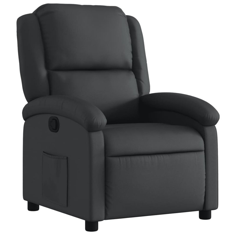 Bryndle Manual Recliner Chair, Adjustable Backrest/ Footrest, Real Leather, Black Genuine Leather