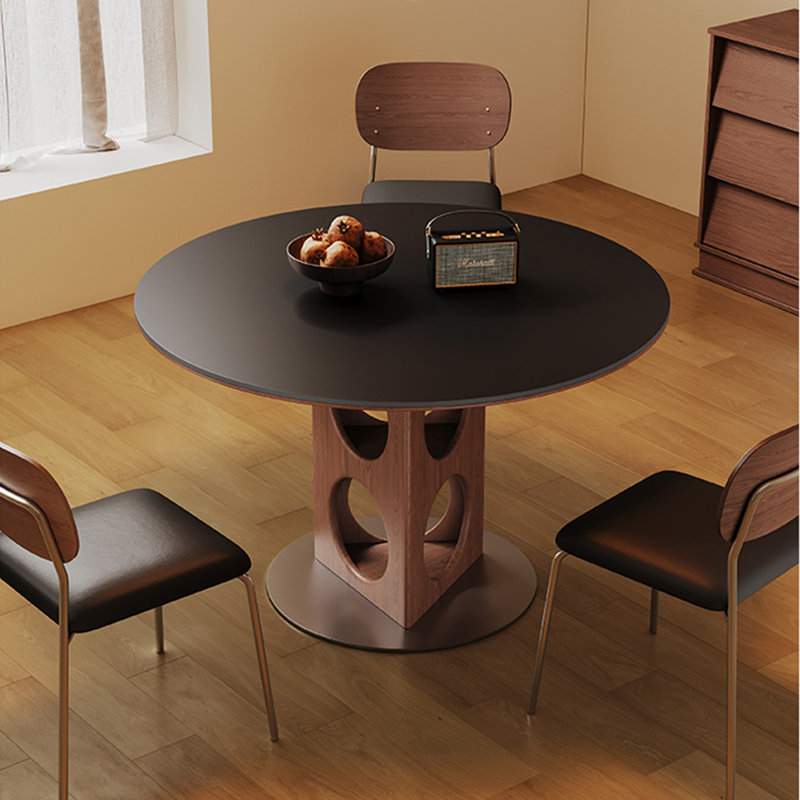 Table de salle à manger noire en pierre frittée, H 29,53 po x L 43,31 po x l 43,31 po