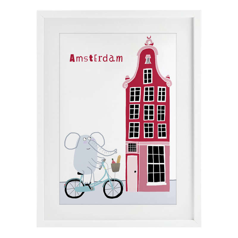 «Elephant & Amsterdam Building», reproduction encadrée sous verre, conception de Carla Daly, H 23 po x l 17 po