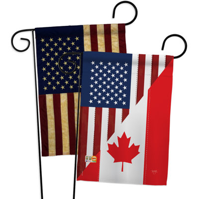 Ensemble de 2 drapeaux de jardin 2 côtés en polyester pour l’amitié american canada amitié impressions