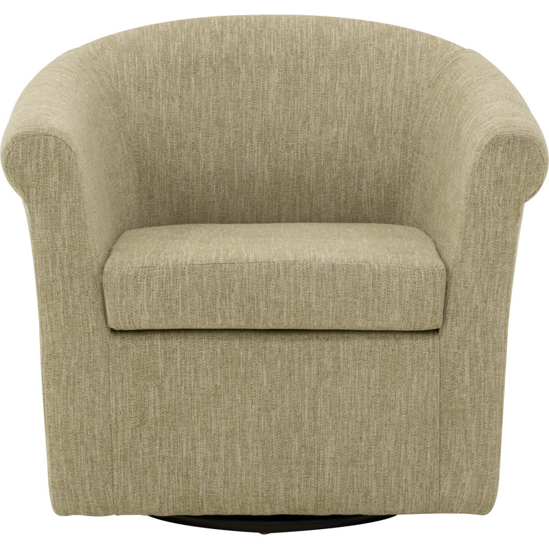 Anstett 30.5" Wide Polyester Swivel Barrel Chair, Hapden Spring Green 100% Polyester