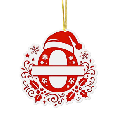 Christmas Decorations Christmas Ornaments for Tree 2D Acrylic Decorative Monograms Pendants with Santa Hat 26 Letters Christmas Hanging Decorations fo