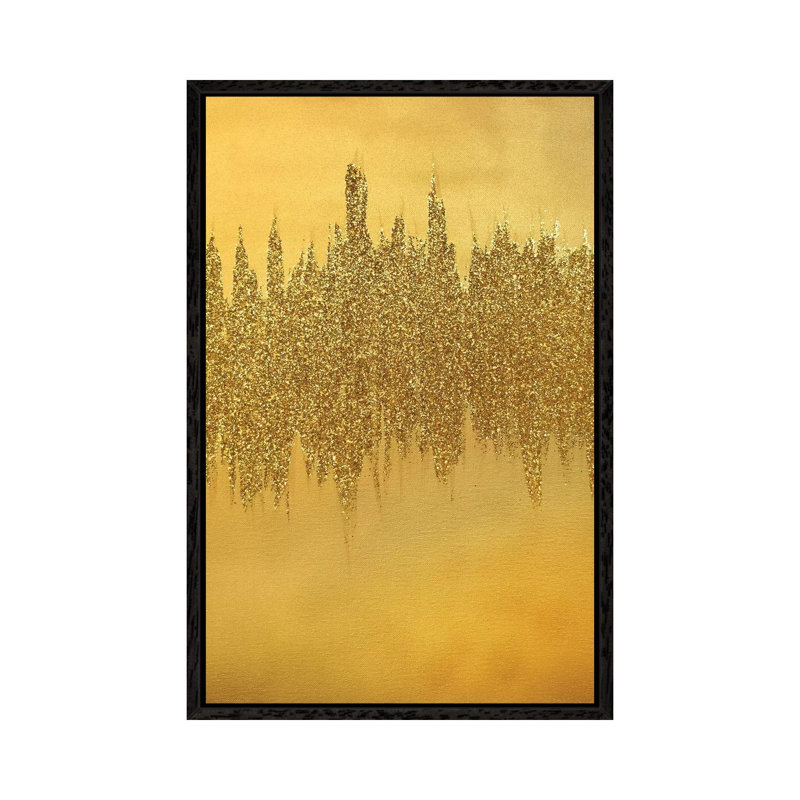 Gold Shimmer by Amber Lamoreaux - Painting on Canvas, 101.6cm H x 66.04cm W x 3.81cm D, Black Framed