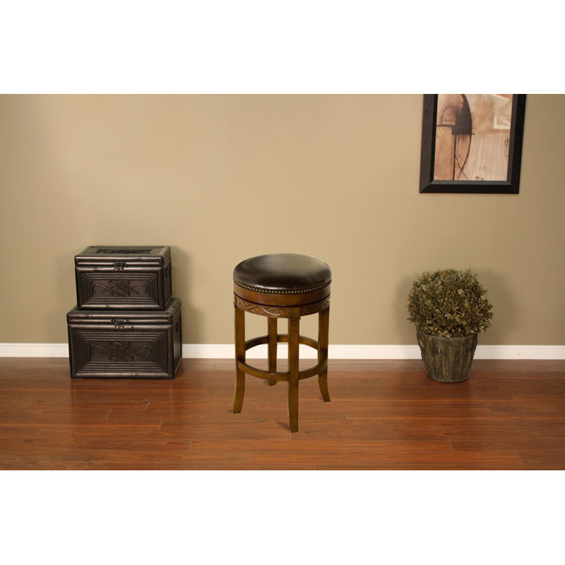 Tabouret Batali en suède avec cuir merlot, 30"