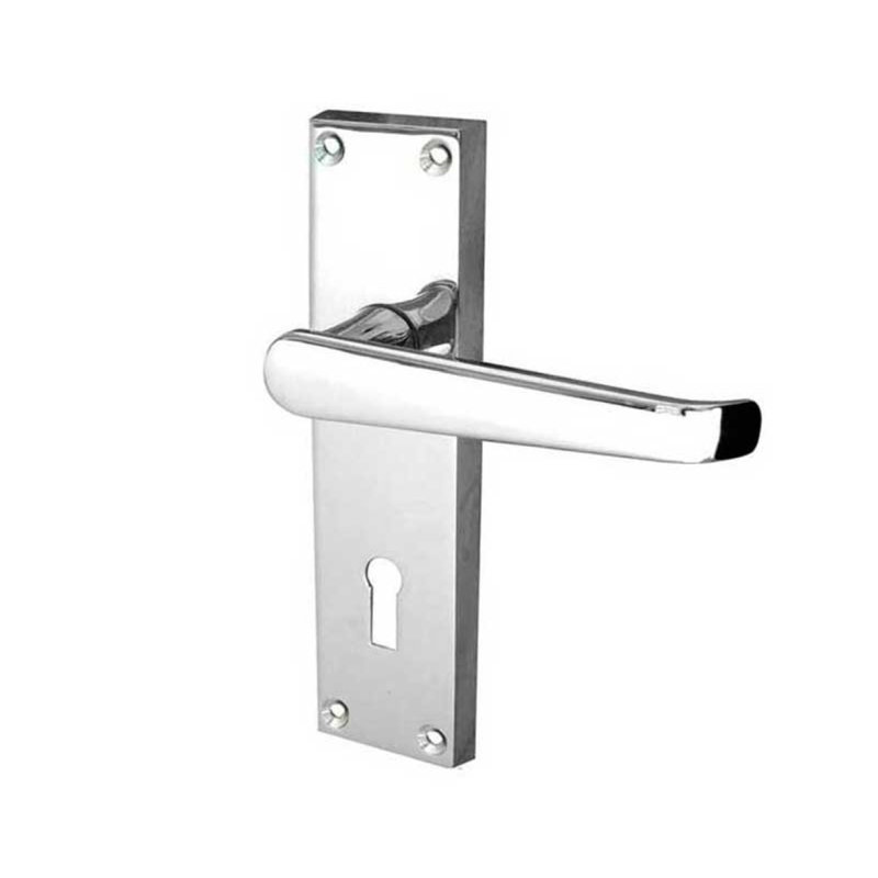 Victorian Straight  Door Handle, Polished Chrome