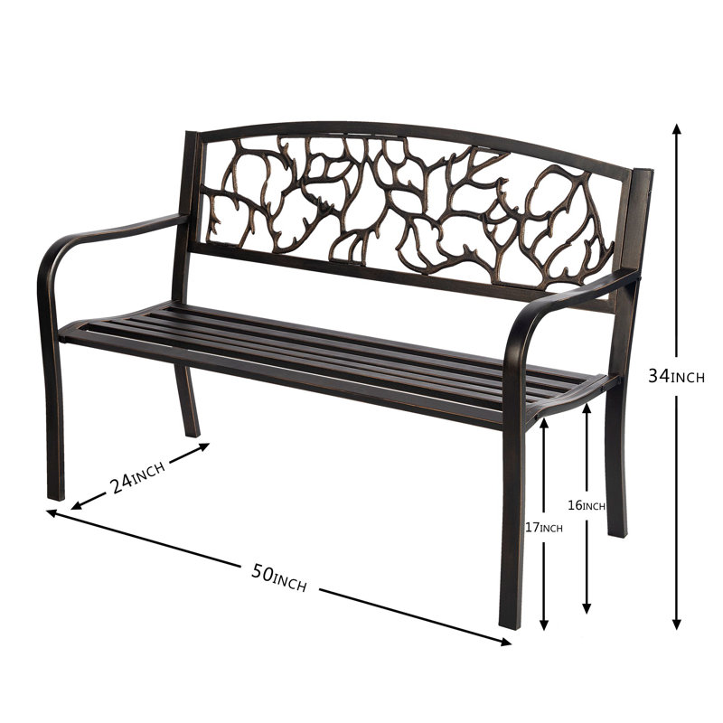 Banc d'extérieur en métal Laurieanne, Bronze antique