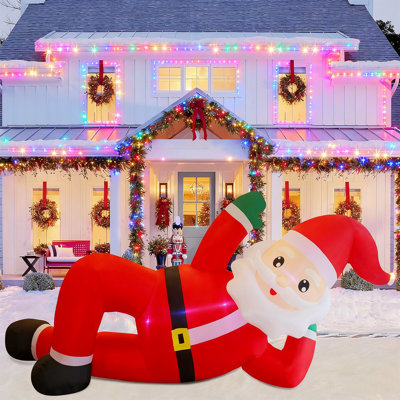 Père Noël allongé géant 12 pi avec lumières DEL, décoration de Noël extérieure surdimensionnée pour pelouse, jardin, jardin, fête de Noël