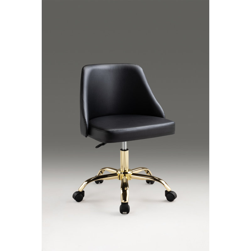 Chaise de bureau Lynly, Or, Noir