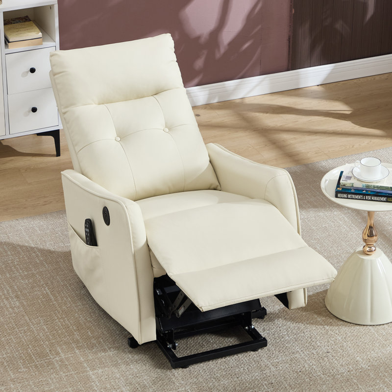 25" W Power Lift Chair Recliners Infinite Position With Heat and 8 Point Massage, Beige