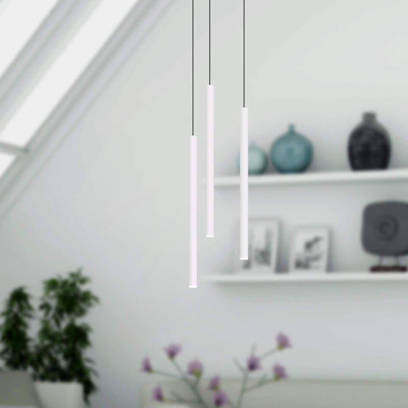 Luminaire suspendu cylindrique à 3 lumières DEL Baileyton, Blanc