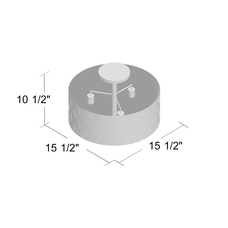 Plafonnier semi-encastré à 3 lumières de 15,5 po Chalea, Or