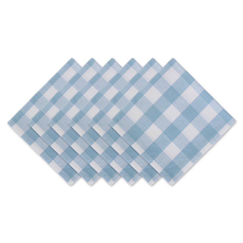Mya-Rose Cotton Plaid Square Napkin, Light Blue