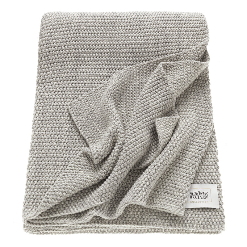 Knitted Throw Blanket, Grey