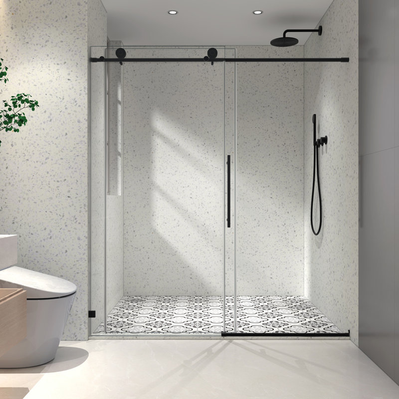 5476 Black Shower Door With Adjustable Soft Closing Function Stainless Steel, Matte Black