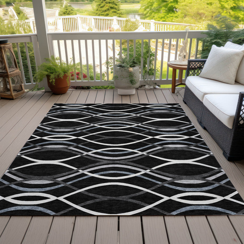 Lamanna Washable Abstract Indoor / Outdoor Rug, Rectangle 10' x 14'