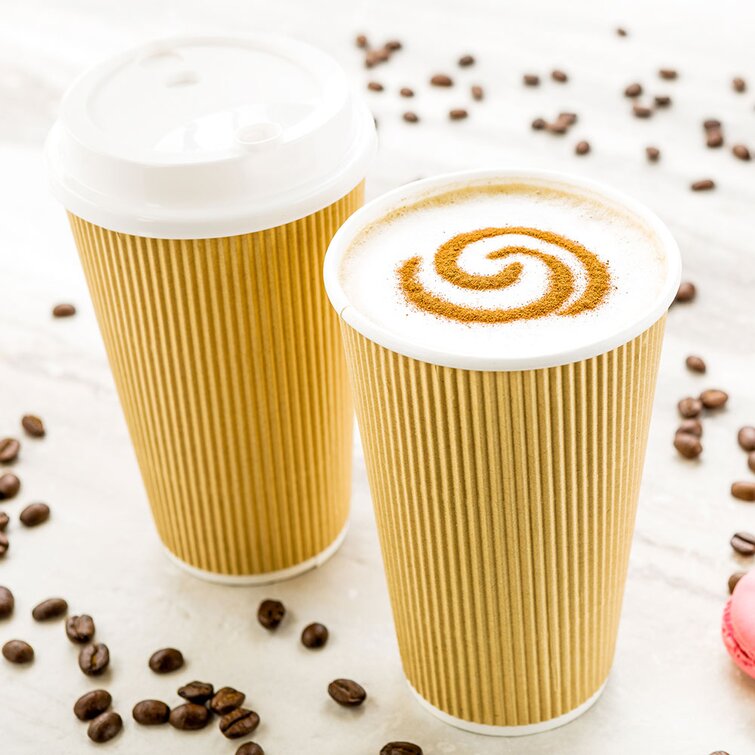 INSULATED RIPPLE HOT DRINKS PAPER CUPS 25, 50, 100 or 500 COFFEE DISPOSABLE  LIDS