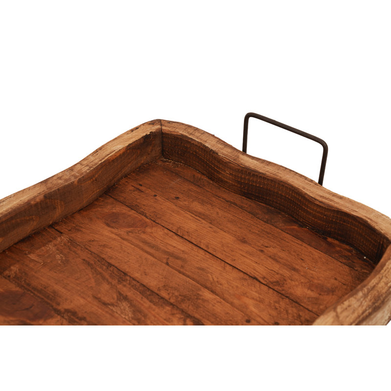 Glenrock Wooden Scalloped Serving Tray-antiqued White, Brown/Beige