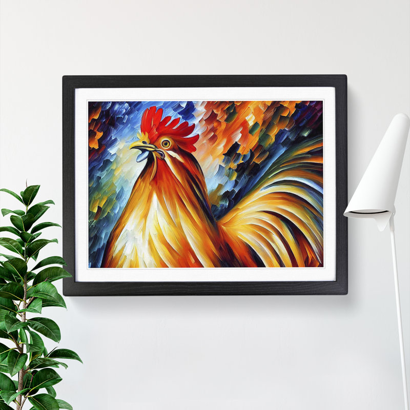 XH1022-7543X Rooster Vol.1 Abstract - Single Picture Frame Painting, Black , 25cm H x 34cm W x 2cm D