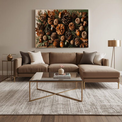 Art mural sur toile brun, "Thanksgiving Acorns and pinecones"