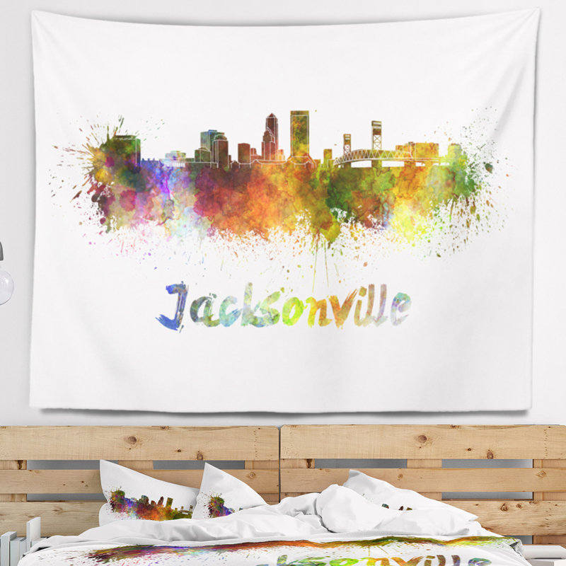 Jacksonville skyline tapisserie Cityscape, H 32 po x l 39 po