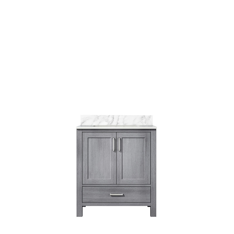 Meuble-lavabo gris patiné 30 po X P 22 po D, avec plateau en marbre de Carrare