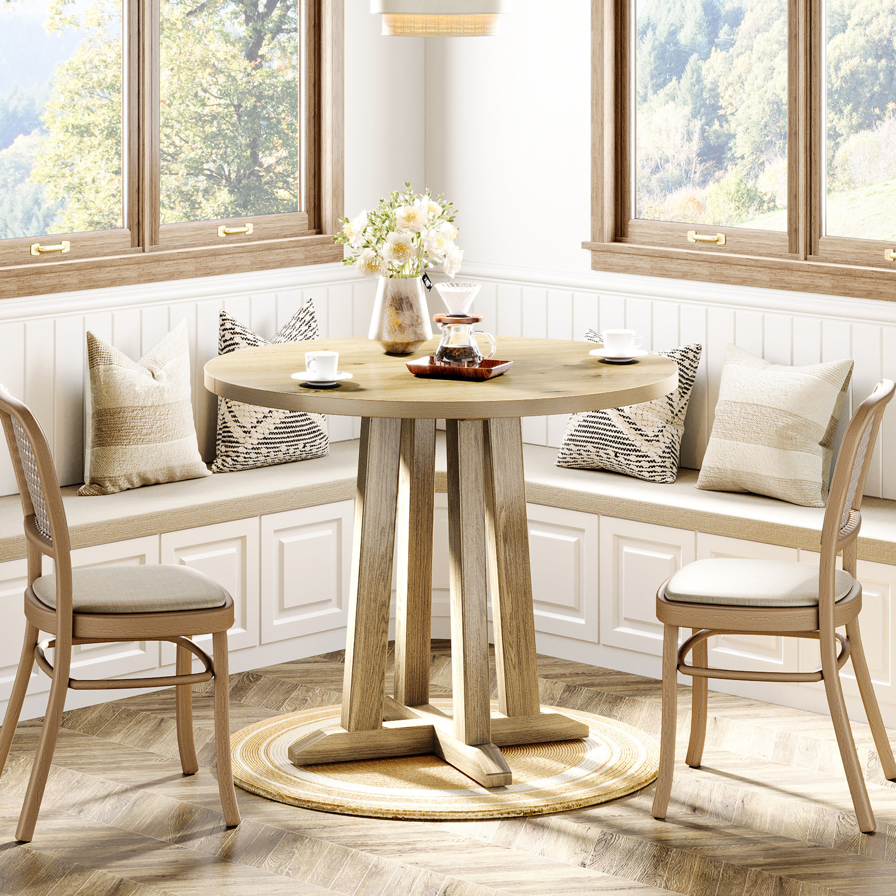 Gracie Oaks 31.5-inch Round Dining Table For 2-4, Farmhouse Small ...