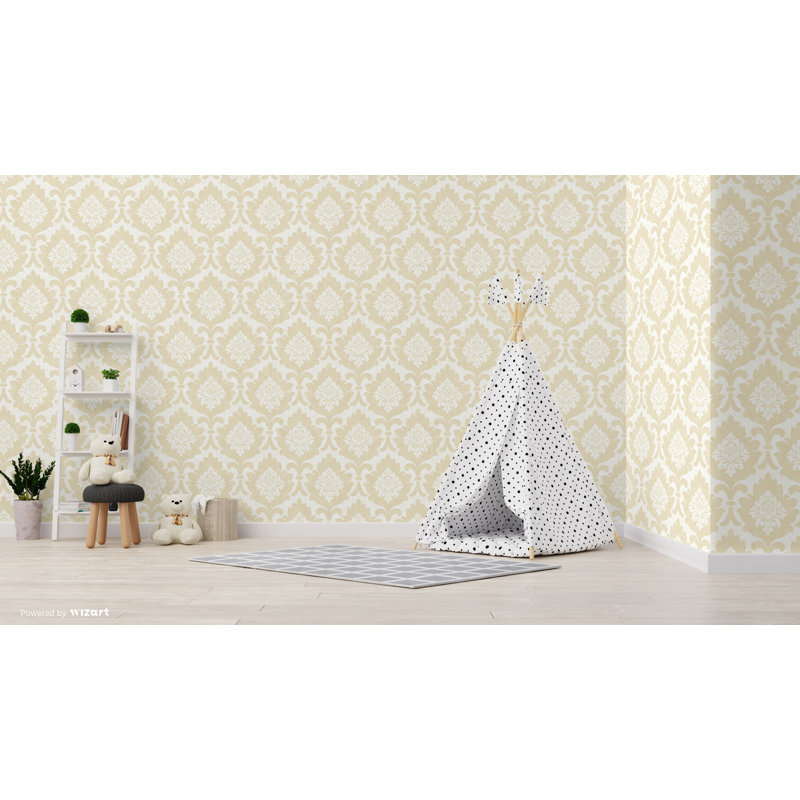 Aghaleck Damask 10m x 53cm Wallpaper Roll, Gold