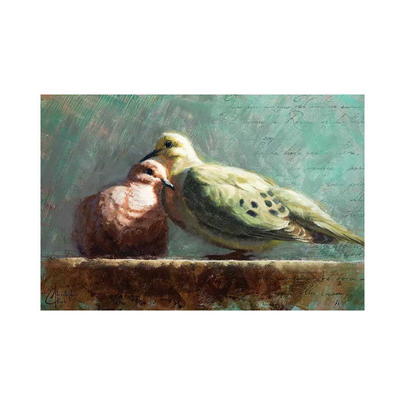 " Doves In Love " by Christopher Clark Painting Print, 18" H x 26" W x 1.5" D