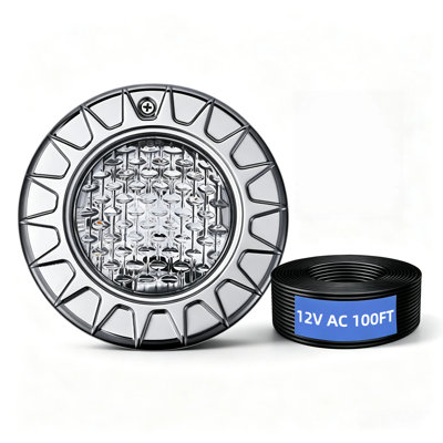 Lumières de piscine à DEL, 6 pouces blanc froid 6000 K, 30 W, 12 V CA, cordon de 100 pieds, IP68 imperméable, lumières de piscine en acier inoxydable pour piscine hors terre, spa, spa, décor d'étang
