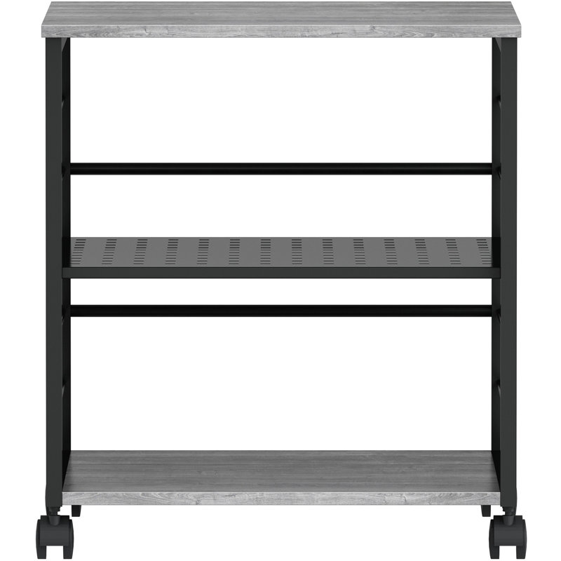 Black and Charcoal Metal Mobile Machine Stand with Shelves