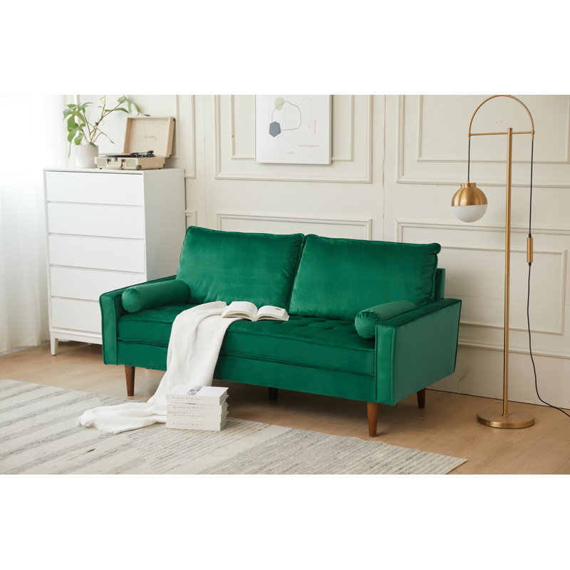 Causeuse rembourrée Mearline, Velours vert