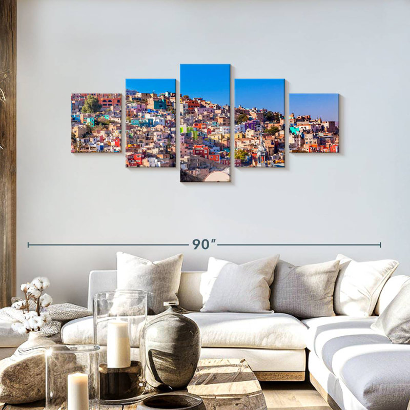 Guanajuato, maisons colorées, H 30 po x l 68 po