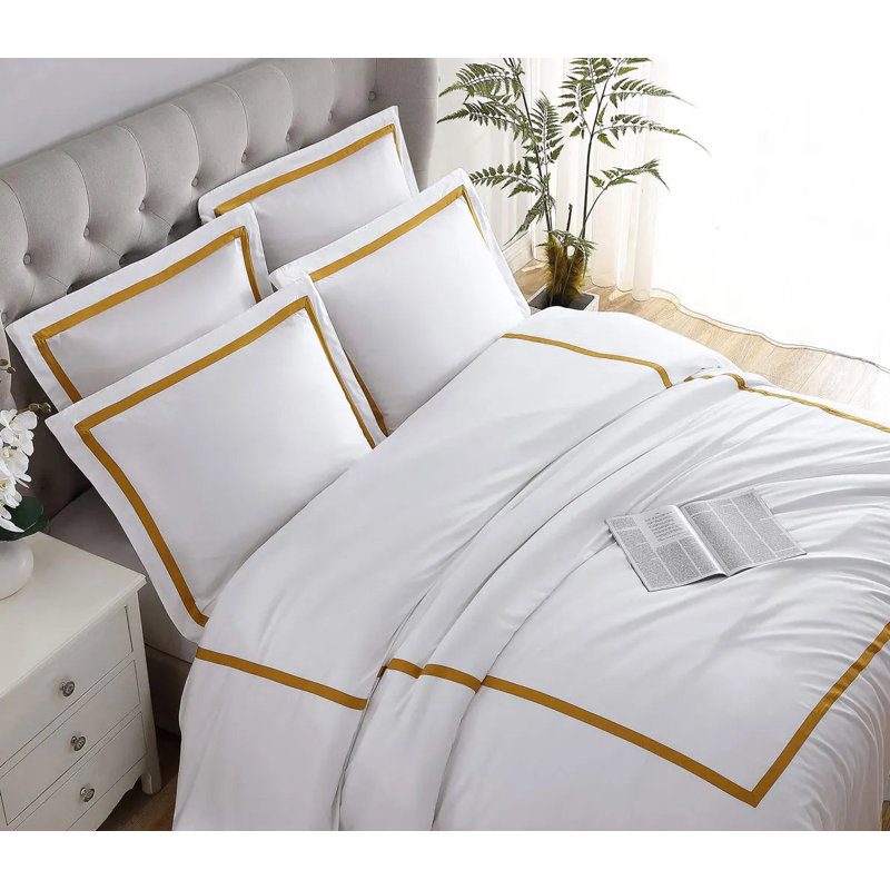 Frame Sham Set, White/Gold, King