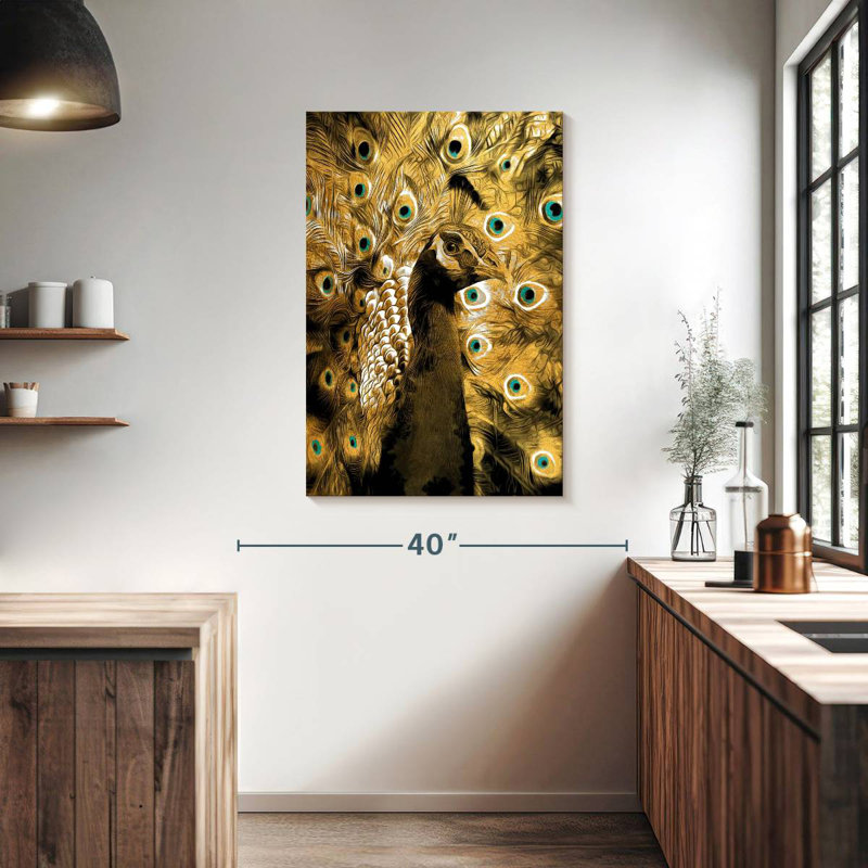Brampt Gold Peacock, 39" H x 26" W