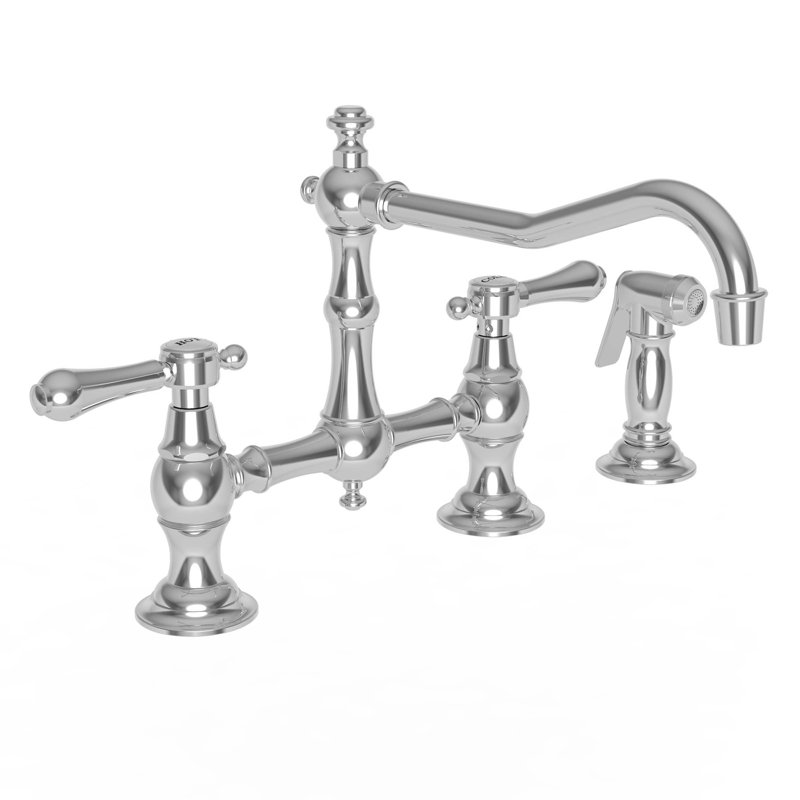 Chesterfield Kitchen Bridge Faucet with Side Spray, Forever Brass (PVD), Lever