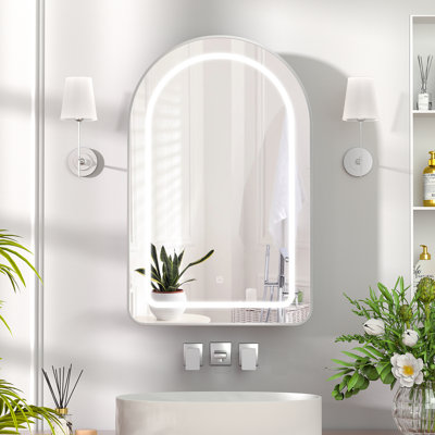 Arched Medicine Cabinet With Light,recessed Lighted Led Medicine Cabinet Mirror With Storage For Bathroom